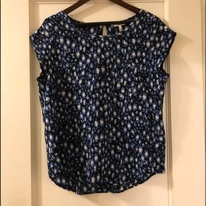Joie silk top in blue cheetah pattern